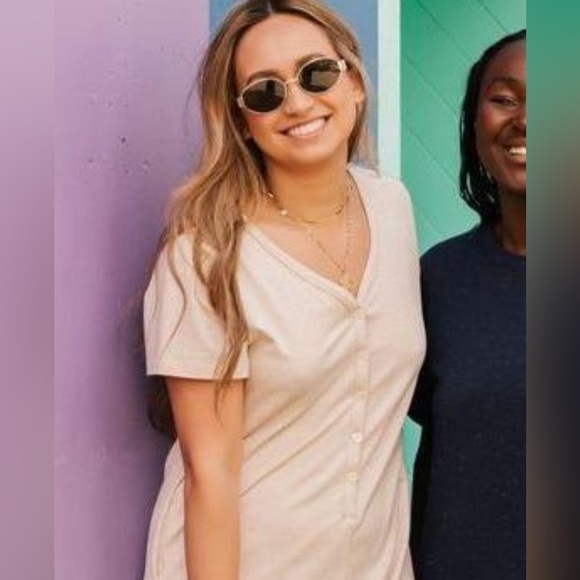 NEW Smash and Tess Sunday Henley shorty romper in confetti cream size medium - Picture 6 of 6